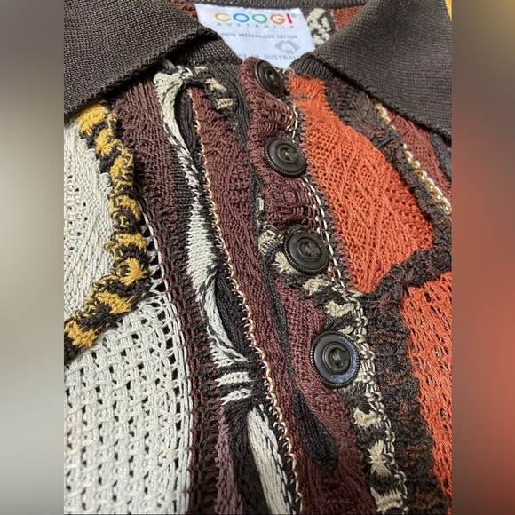Vintage 80’s COOGI sweater %100 cotton - Button collar Sz. Large - Picture 2 of 9